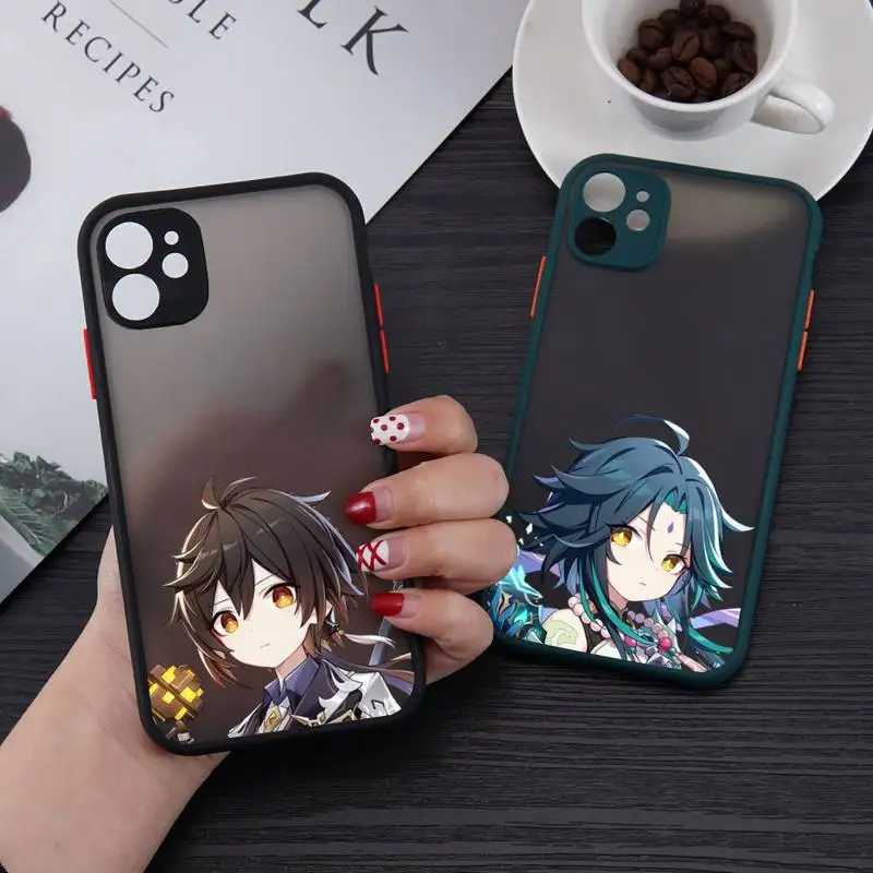 

Anime cute Genshin impact Phone Case For iphone 13 12 11 8 7 plus mini x xs xr pro max matte transparent cover