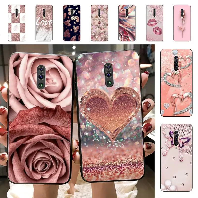 

Love Rose Gold Style Phone Case for Vivo Y91C Y11 17 19 17 67 81 Oppo A9 2020 Realme c3