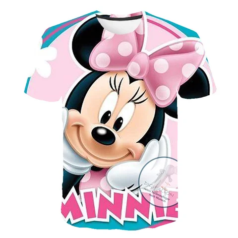 Летняя детская футболка с Микки Маусом для мальчиков, футболка с принтом Микки Мауса и Минни, топы для девочек, футболки, мультяшная детская одежда