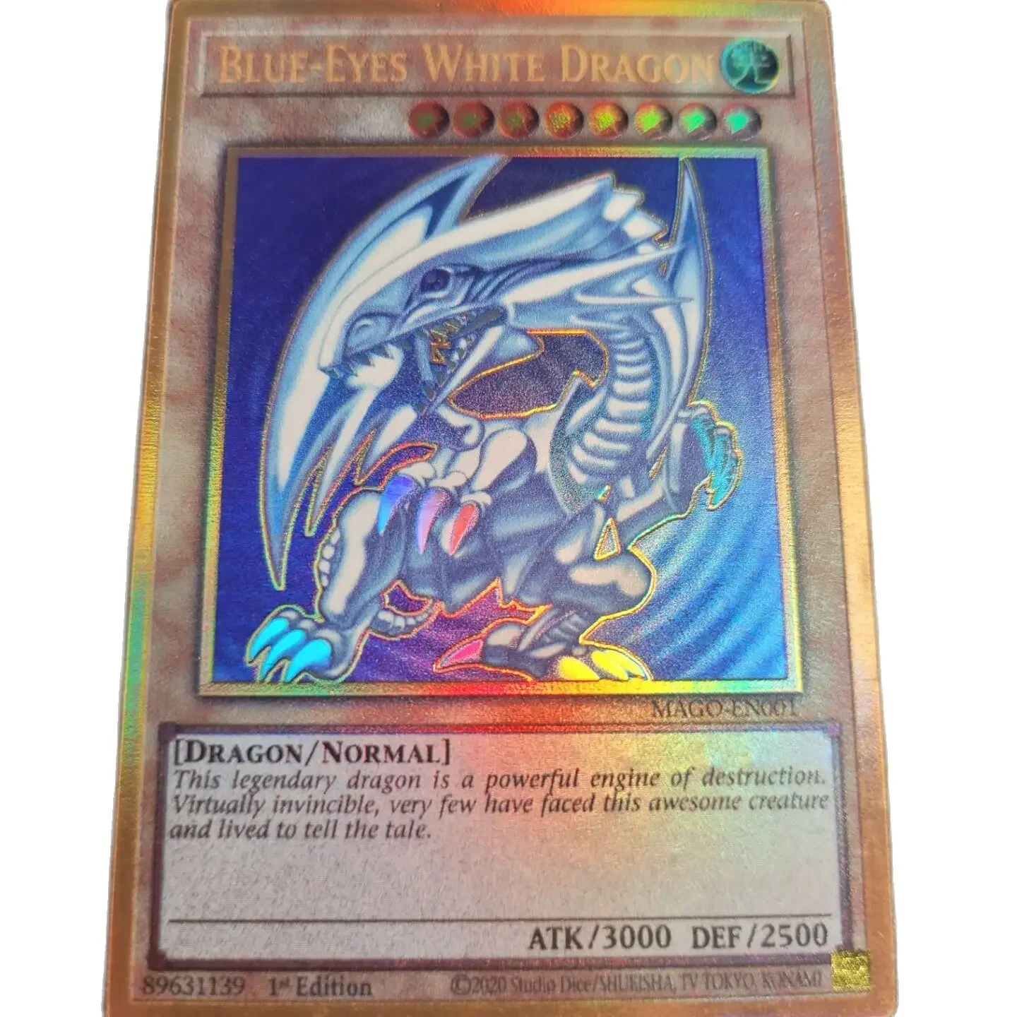 Yu-Gi-Oh Gold Rare PGR MEGO Blue-Eyes White Dragon Детский коллекционный подарок Японские карточные