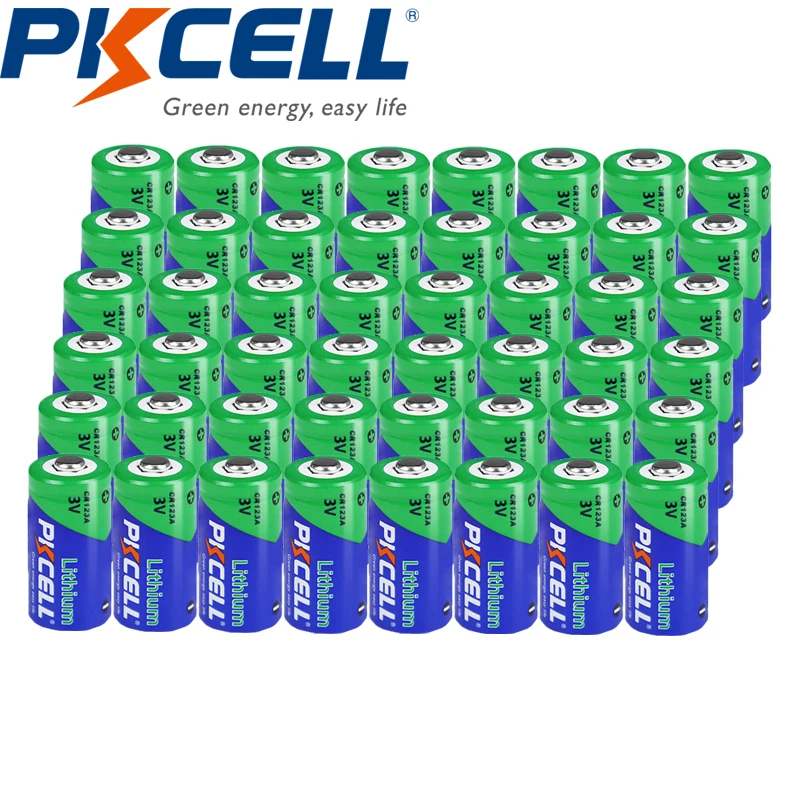 

50Pcs PKCELL 3V CR123A 1500mah 3V Lithium Battery CR123 123A CR 123 A123 CR17345 16340 for Camera Flashlight Dry Primary Cell