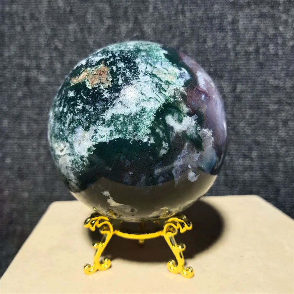

Natural Crystal Moss Aquatic Agate Ball Quartz Gemstone Polished Reiki Healing Home Decoration