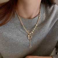 fashion simple classic luxury 18k gold high quality letter d sweater chain gift banquet women jewelry necklace 2022