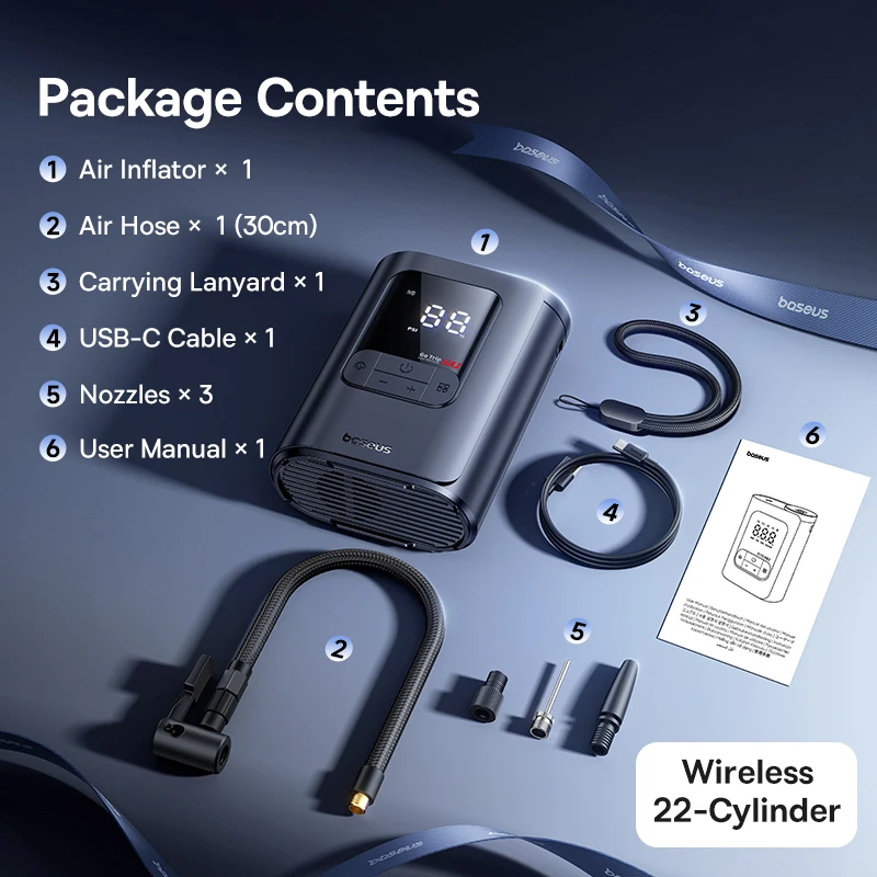 

Новый автомобильный воздушный насос Baseus GoTrip VA1 Pro/Max, 7500 мАч, воздушный компрессор, портативный насос для накачивания шин для мотоцикла, велосипеда, мяча, автомобильный насос