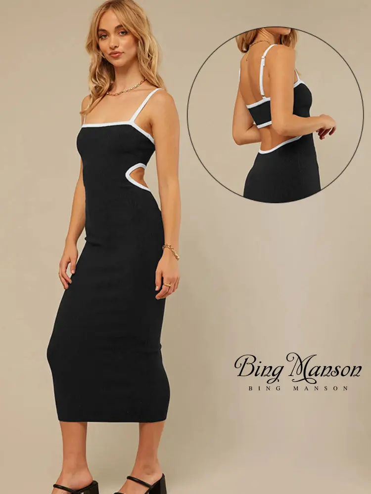 

Осень-зима 2023, модное женское сексуальное облегающее платье с лямкой на шее, модное винтажное платье