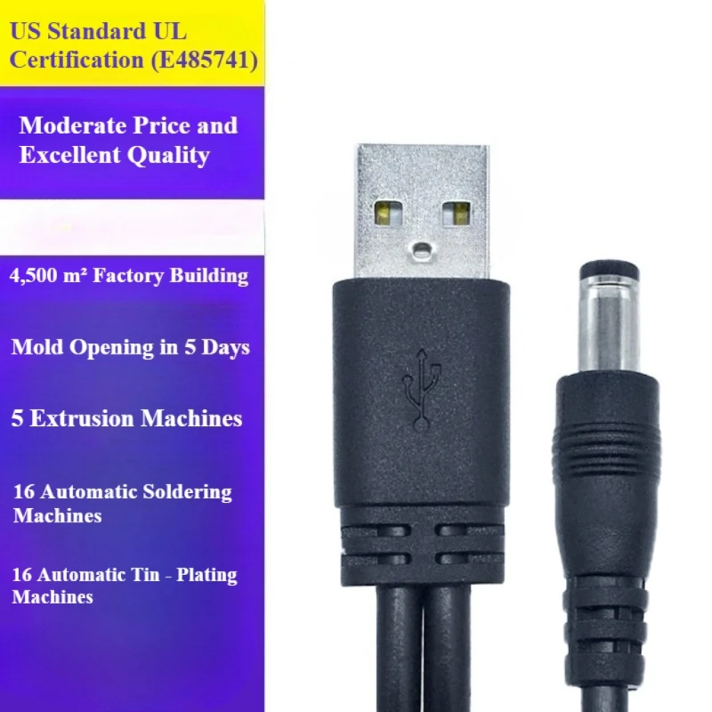 Фото USB-to-dc5521 одноточечный двухточечный шнур питания revolution dc5525 с женской головкой, соединительный кабель с одним поворотом и двумя разъемами, удлинительный кабель №1