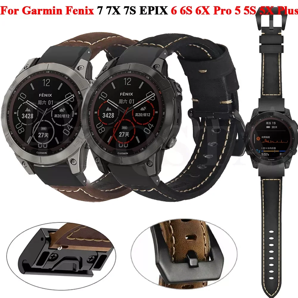 

New Smart Leather Replacement Straps For Garmin Fenix 7 7X 7S 6 6S 6X Pro 5 5X Plus 3HR Forerunner 935 Wristband Band 20 22 26mm