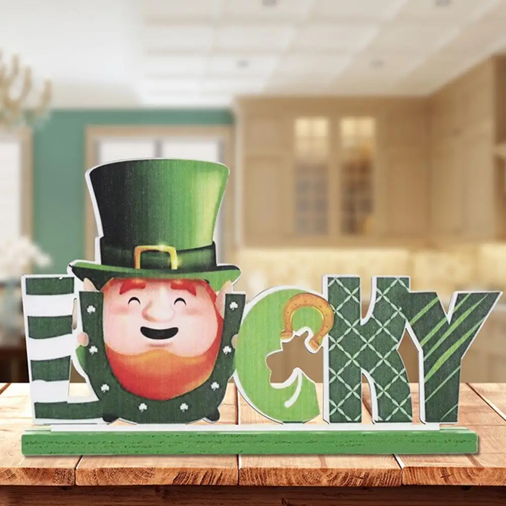 

St. Patrick’s Day Decorations Wooden Lucky Table Sign Ornament With Irish Shamrock For St.Patrick's Day Irish Festival Part Z4Y9