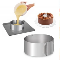 adjustable mousse cake ring set round square stainless steel cake baking mold birthday wedding cake decorating tools
