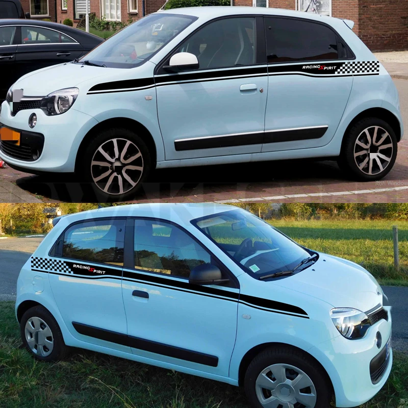 Фото Набор виниловых наклеек для автомобиля Renault Twingo Fit 4-дверный, декоративные полосы на кузов, спортивные наклейки на боковые линии кузова №1