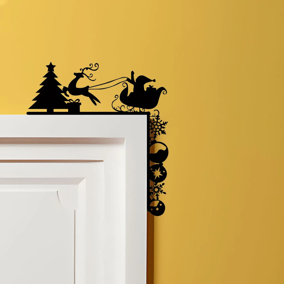 Изысканные металлические наклейки на стену в виде саней — рождественский декор