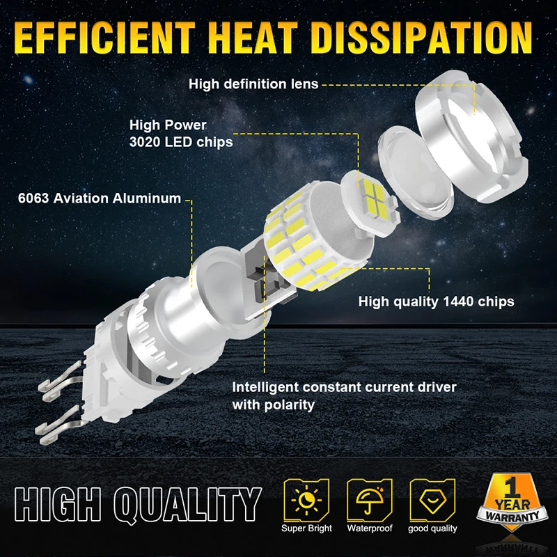 2X T20 LED 7440 7443 Led WY21W W21W Светодиодные лампы Автомобильная сигнальная лампа T25 P21W 3156 3157