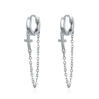 womens fashion charming tassel hoop earrings shiny crystal cross chain pendants dangle earring piercing hoops huggie jewelry