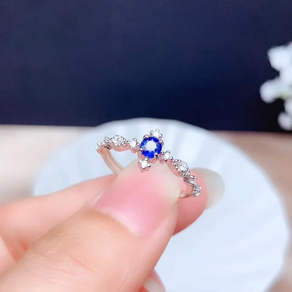

Natural Sapphire Ring 925 Silver Ladies Gift Simple Simple Birthday Gift Wedding Gift Wedding Rings for Couples