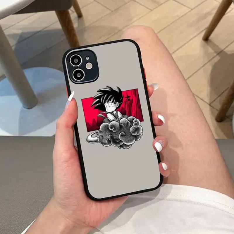 

BANDAI Dragon Ball Kid Goku Phone Case for iPhone X XR XS 7 8 Plus 11 12 13 pro MAX 13mini Translucent Matte Case