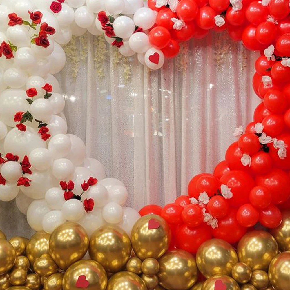 Ассорти Цветов Латексные Шары Красное Белое Золото Для Свадьбы Помолвки Дня