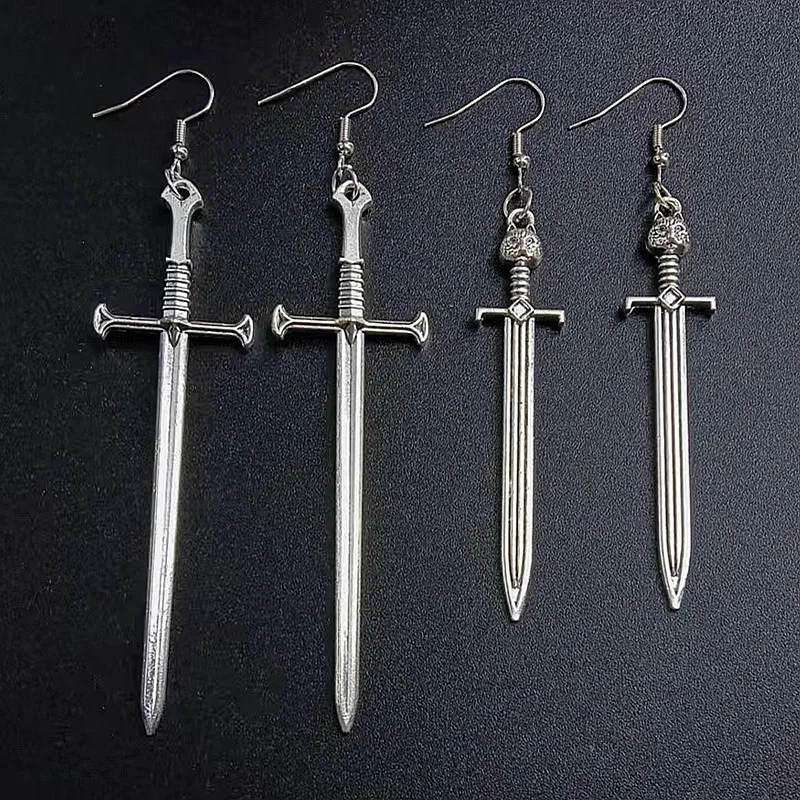 

1Pair Vintage Cool Sword Earrings Female Punk Ear Hoops For Womens Jewelry Long Unique Earring