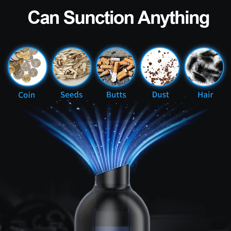 Компактный портативный ручной автомобильный пылесос E-ACE M17 9000 па высокомощный