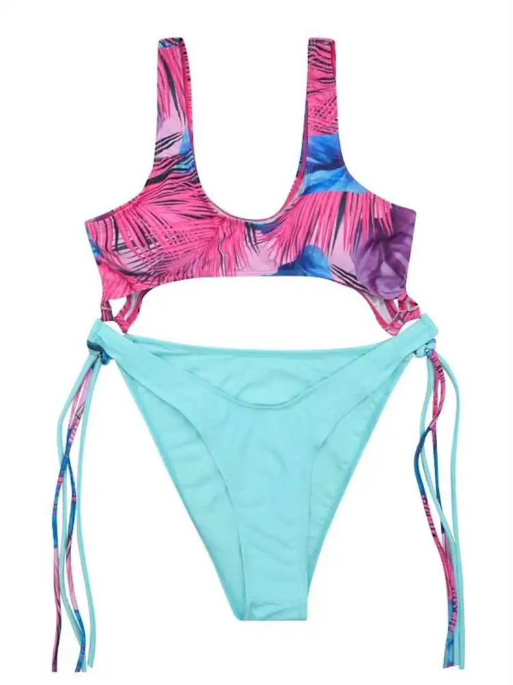 2022 бразильский цельный купальный костюм с принтом монокини на шнурках