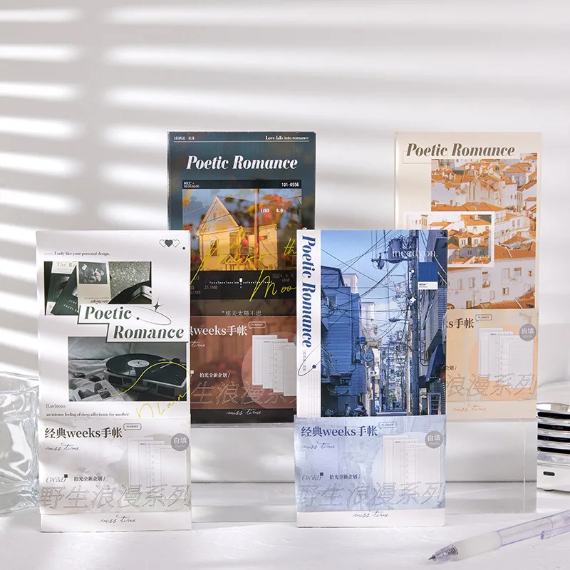 

Еженедельный планировщик в Корейском стиле, блокнот в стиле естественного ландшафта с цветочным рисунком, для города, с видом на океан, школ...