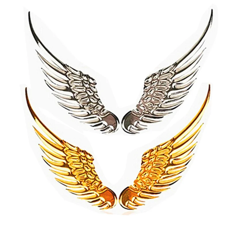 

1pcs Car Motorcycle Body Sticker 3D Eagle Angel Wings Emblem Style Metal Aluminum Sticker Silver/gold External Accessories