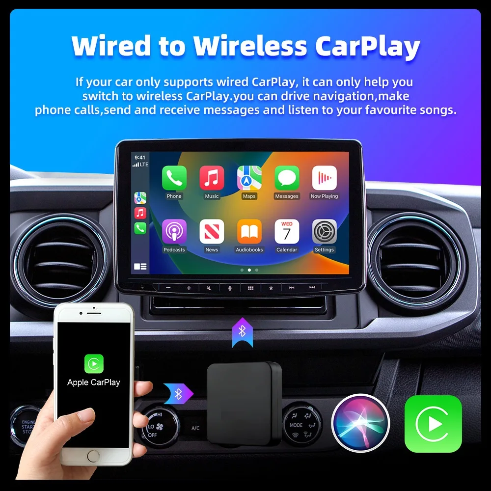 Беспроводной адаптер CarPlay Binize проводной к беспроводному Android Auto Dongle Plug &amp Play для VW