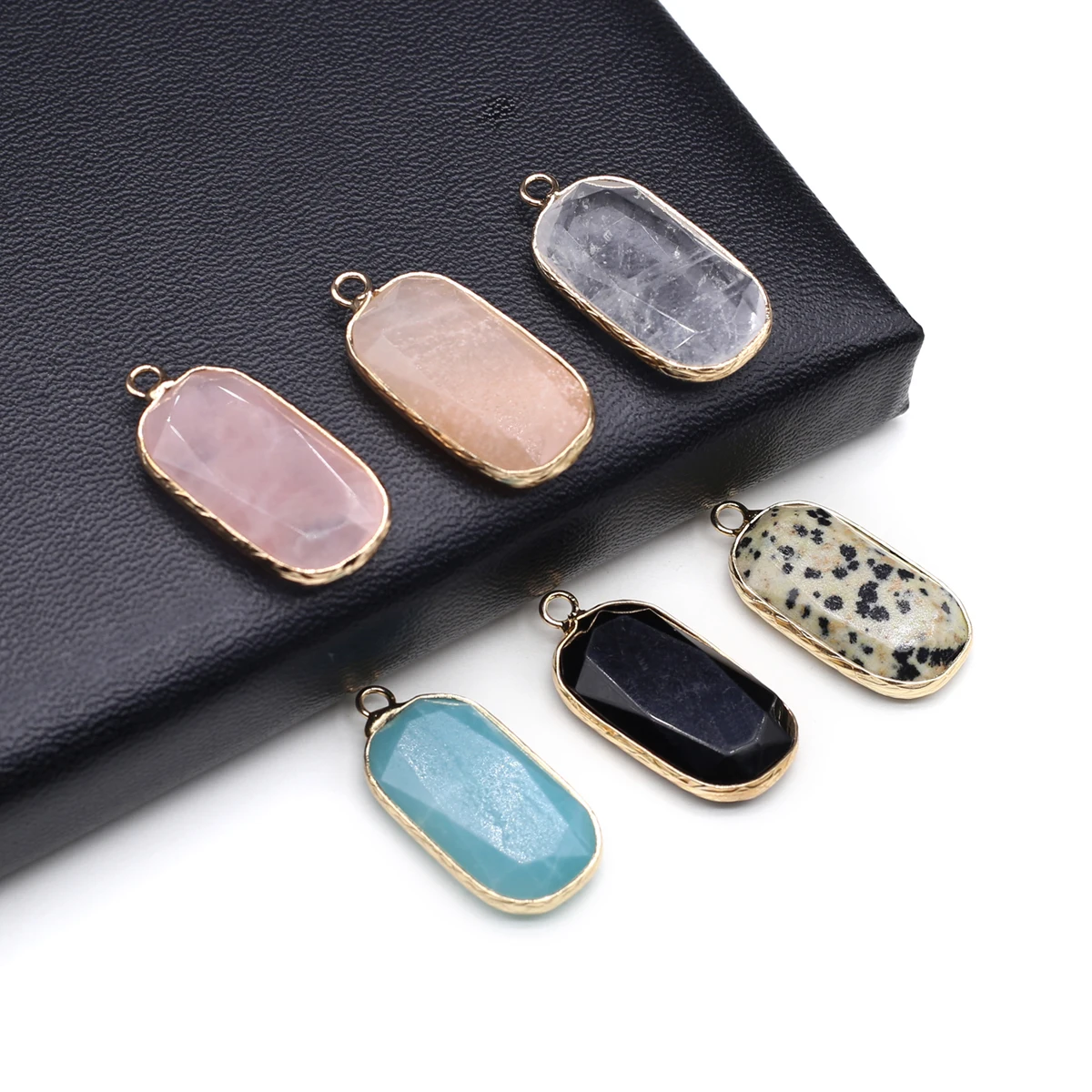 

Natural Stone Pendant Faceted Rectangle Gemstone Exquisite Charms for Jewelry Making Diy Bracelet Necklace Earring Accessories