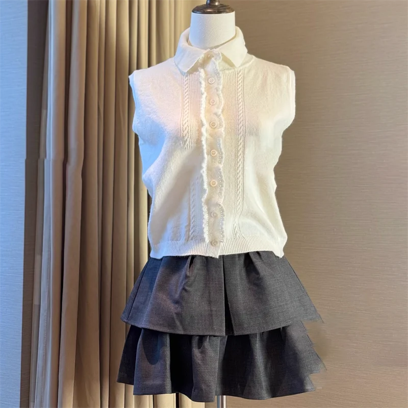 Кардиган женский новый эластичный вязаный облегающий жилет на осень 2024 свитер из