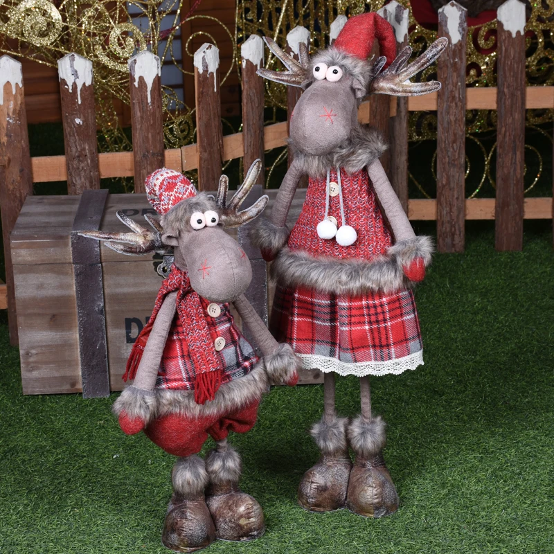

2023 Retractable Christmas Dolls Santa Claus Snowman Reindeer Toys Xmas Figurines Christmas Gift for Kid Navidad Xmas Tree