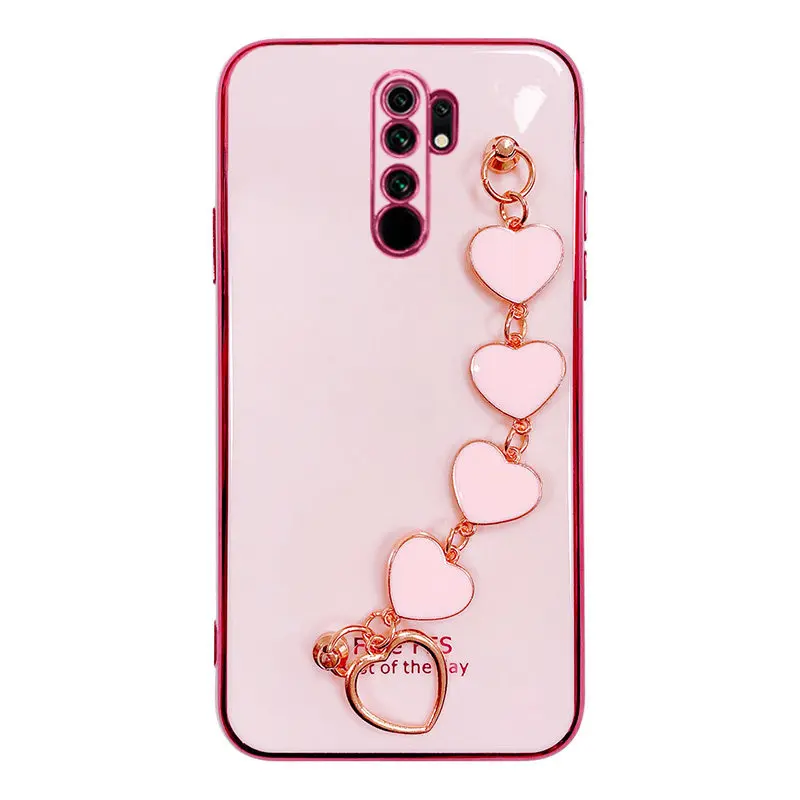 For Redmi Note10 Case Luxury Heart Bracelet Holder Cases For Redmi Note 10 10S 10Pro 9S 9T 8Pro 8 8A 8T 7A 9 9A 9C Cover Redmi10