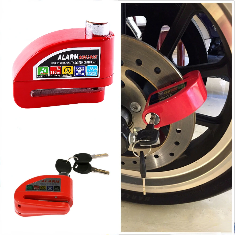 

Motorcycle Bicycle CNC Safety Lock 110db Alarm Lock Waterproof Anti-theft Safety Lock Disc Brake Lock+Bag+reminder Cable