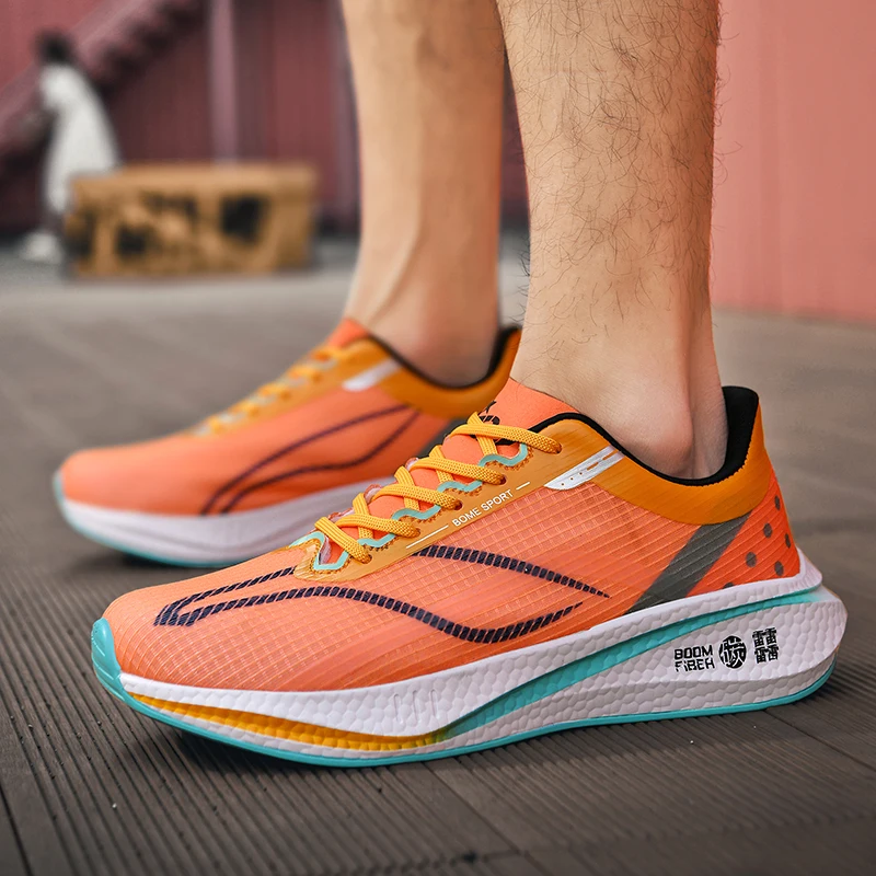 Unisex Fashion Men's Sneakers Lace Up Round Toe Cushioning Running Shoes for Woman Trainer Race Breathable Couple Tenis Shose