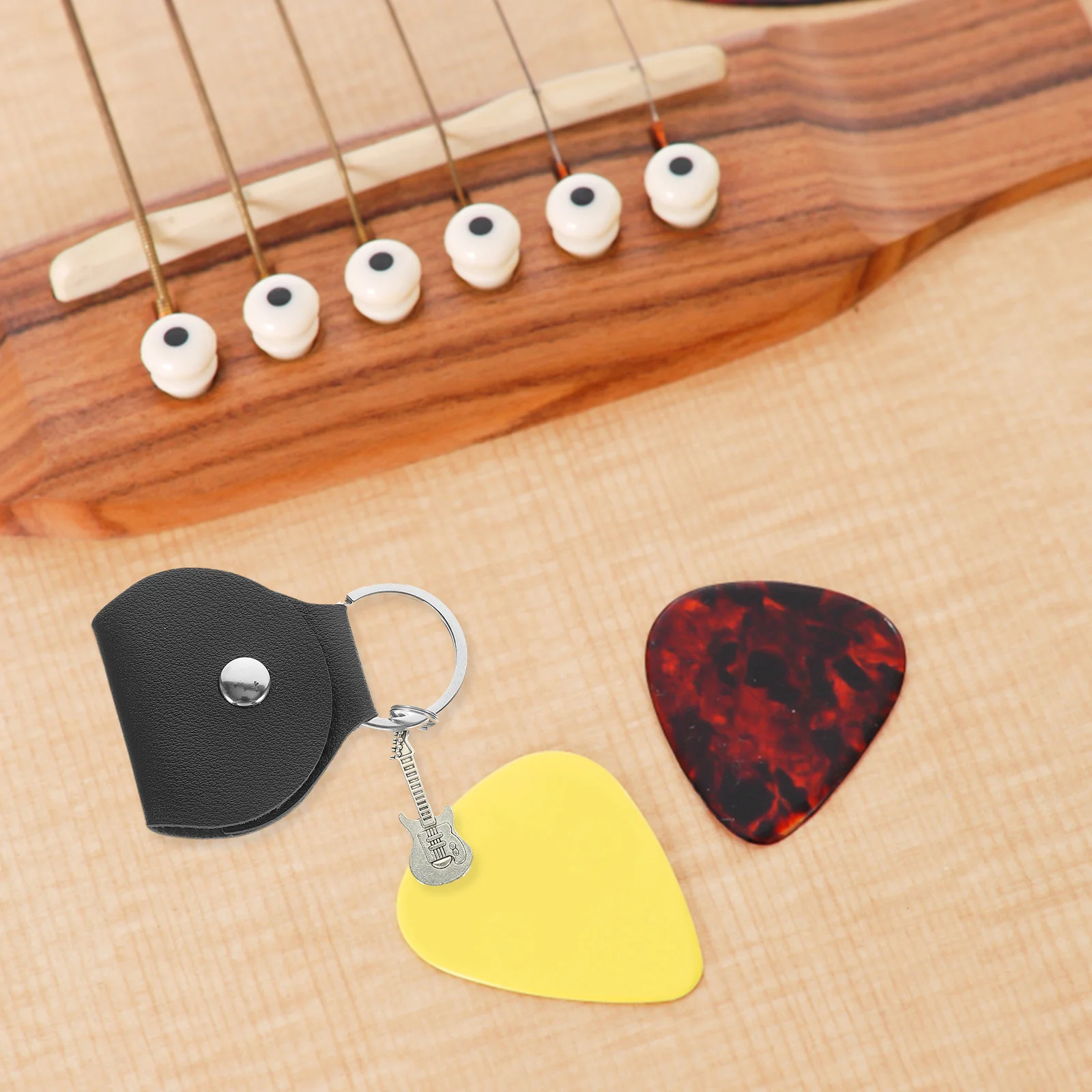 

2 Pcs Guitar Component Pick Bag Holder Keychain Picks Case Organizer Kit Pu Stuff Men