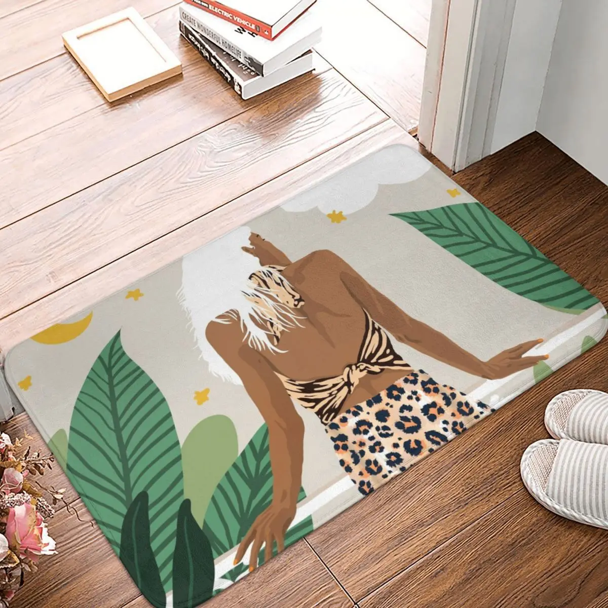 

Леопардовый женский коврик, фланелевый коврик, нескользящий, Наслаждайтесь красотой, коврики для гостиной, кухни, коврики с принтом для вхо...