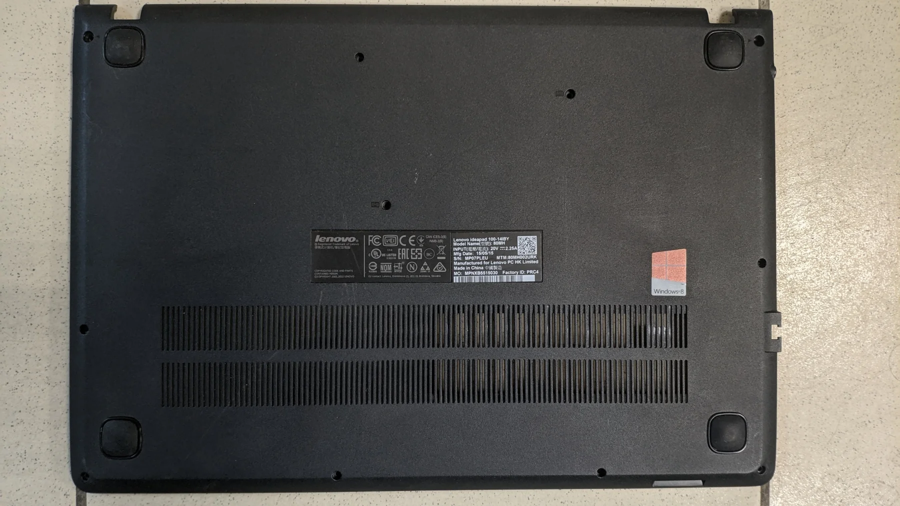 Поддон для ноутбука Lenovo IdeaPad 100 14IBY (с разборки)|Комплектующие ремонта ноутбуков| |