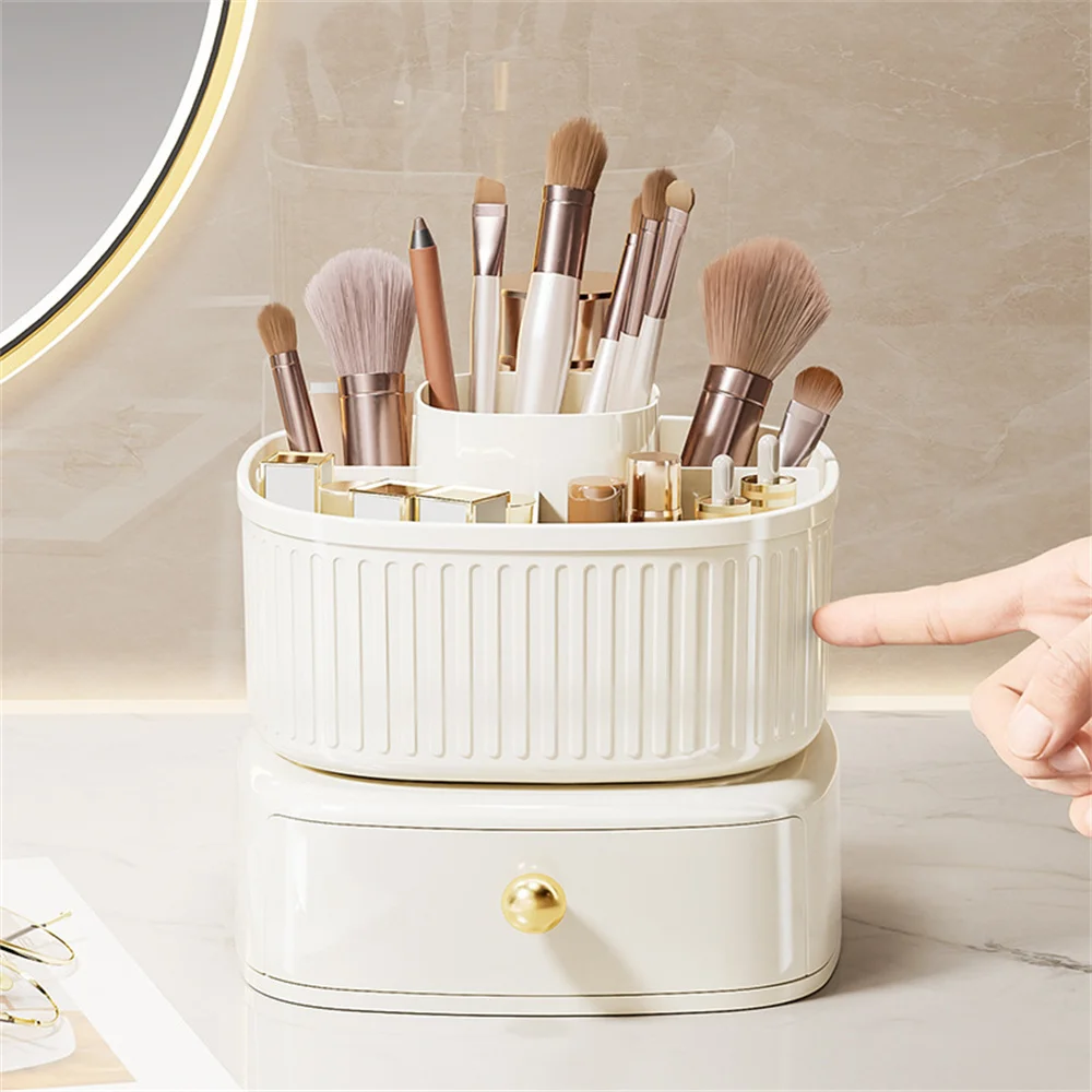 

360 Degrees. Desktop Storage Box Lipstick Light Luxury Storage Box Puff Storage Eyeshadow Dust-proof Storage Box Home Supplies