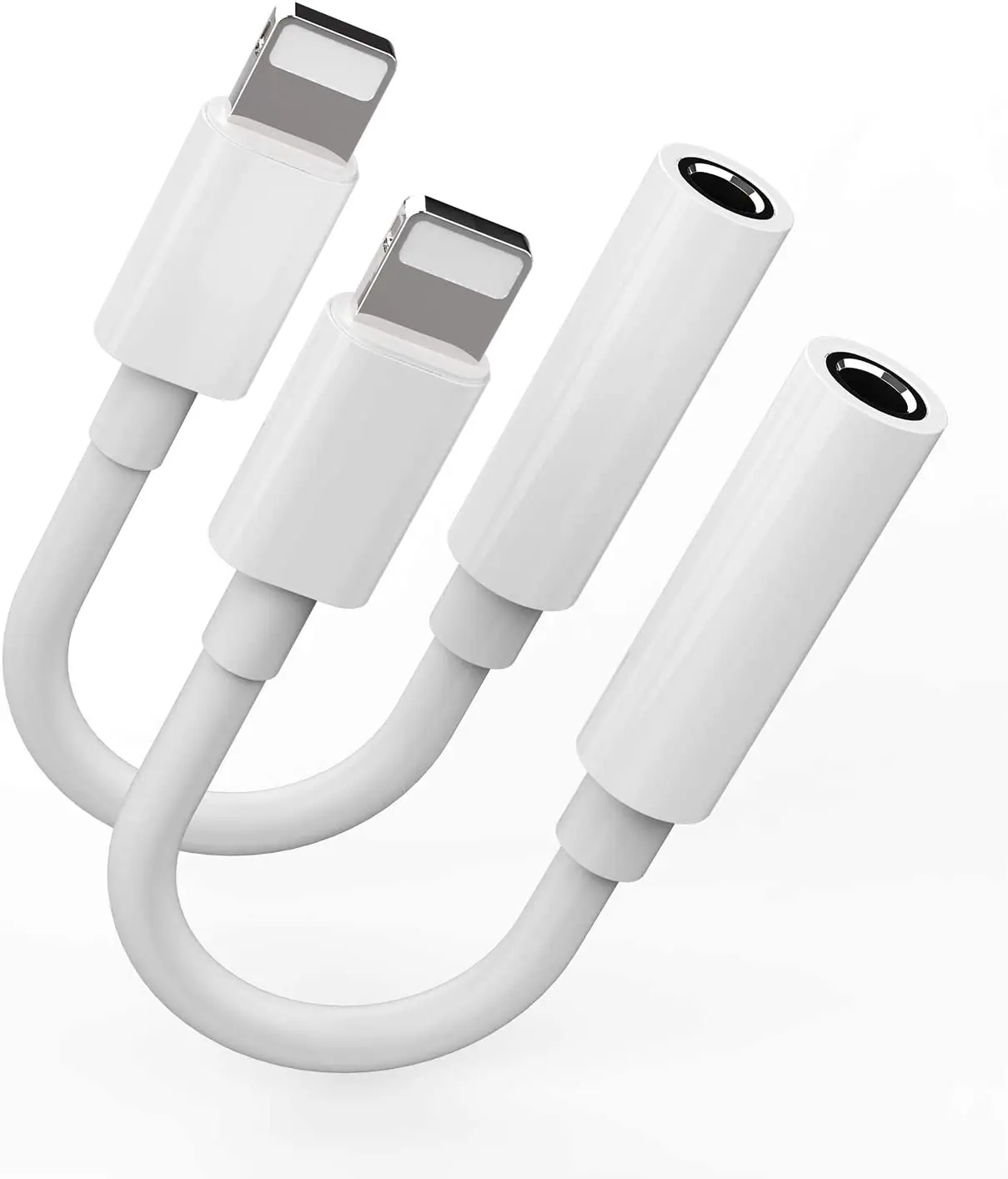 

For Pacote com 2 adaptador de fone de ouvido dongle para conector de áudio de fone de ouvido de 3 5 mm conector auxiliar para