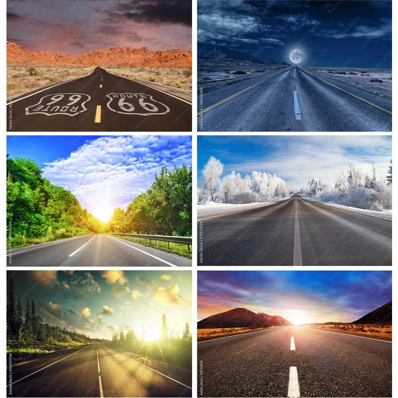 

SHENGYONGBAO Highway Nature Scenery Photography Backdrops Travel Landscape Photo Backgrounds Studio Props 211228 GLL-02