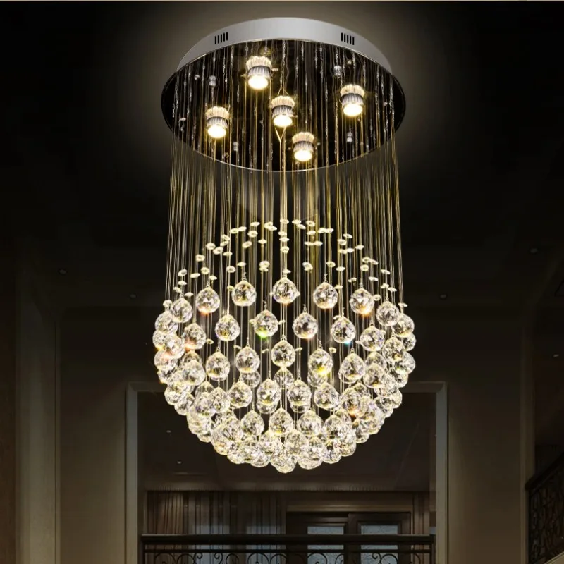 Фото 【Горячая распродажа】Современная хрустальная люстра Hotel Luminaire Suspendu для лестниц, дизайнерские светильники №2