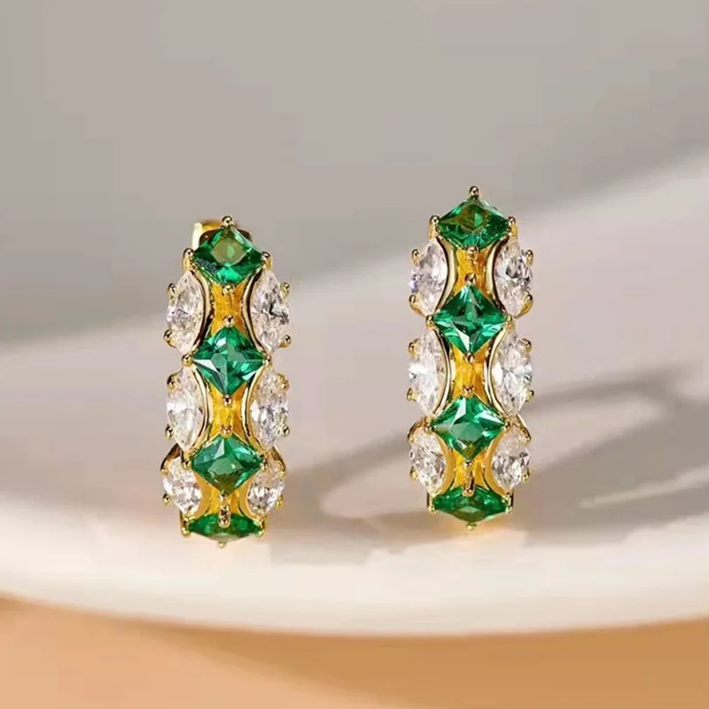 

Женские серьги из искусственного изумруда