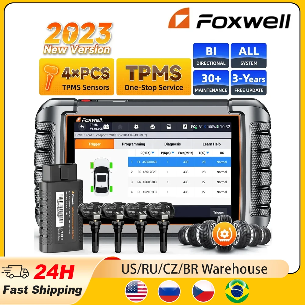 

FOXWELL NT809TS OBD2 Bluetooth Scanner Car Tpms Diagnostic Tools Automotive Scanner All System Active Test OE-Level OBD 2 Tool