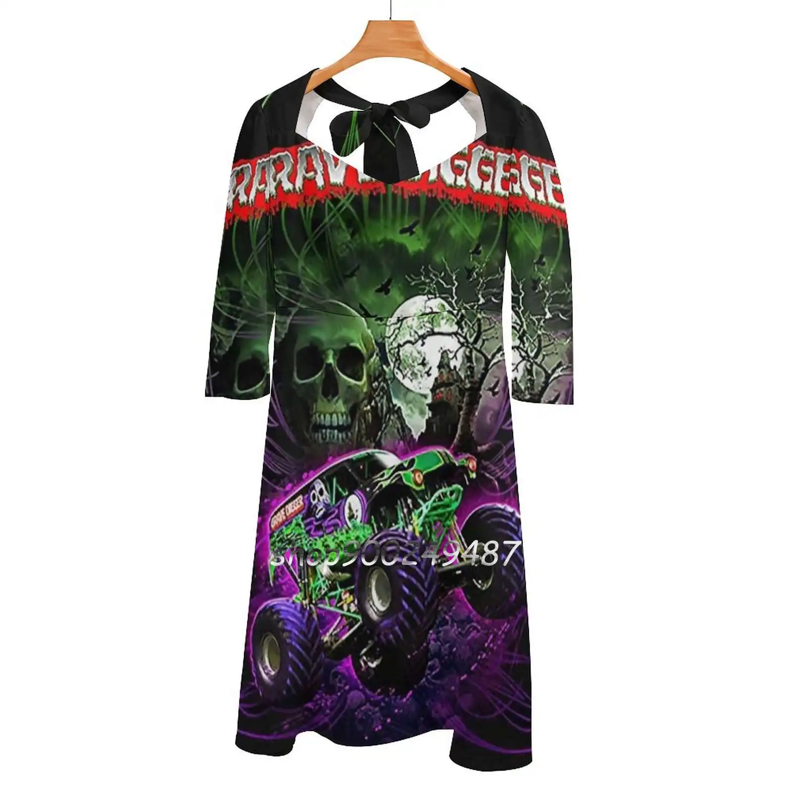 

Платье женское с квадратным вырезом, милое элегантное платье в Корейском стиле с гравировкой монстров и джема