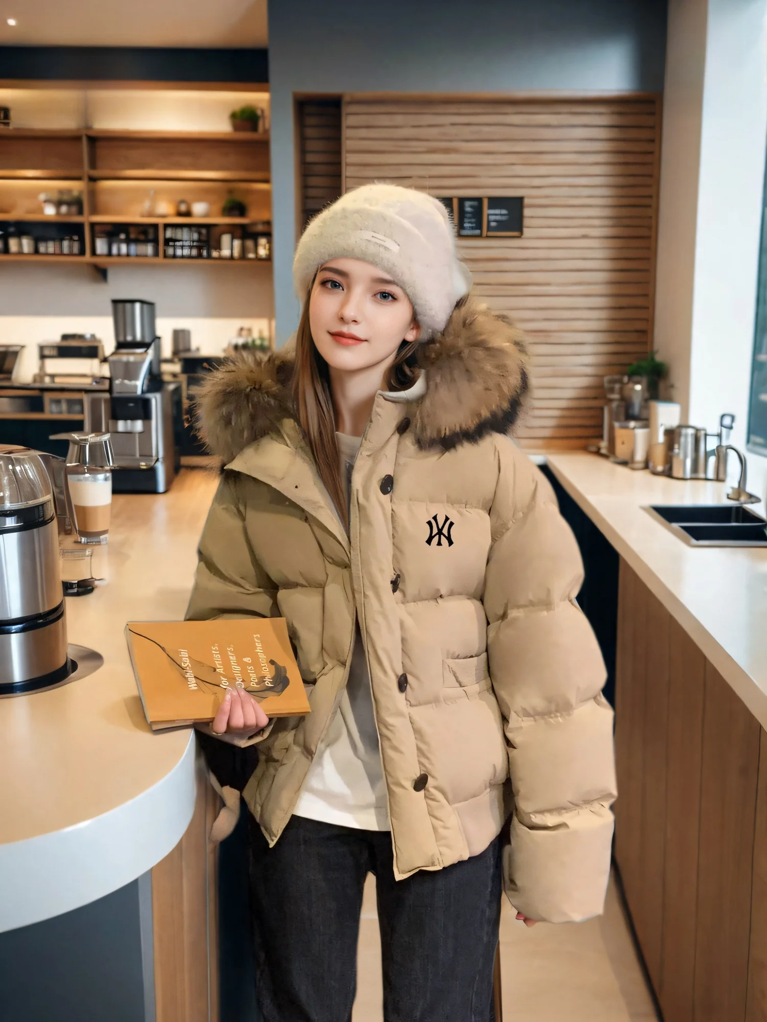 Ole 2024 новинка зимы пуховик с большим меховым воротником одежда на хлопковой