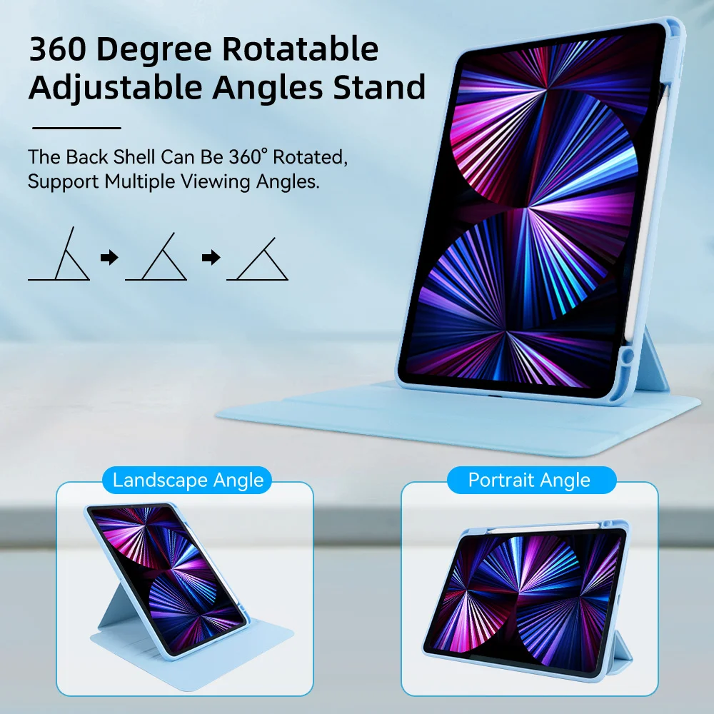 Чехол для iPad Air 5, чехол для 2021 iPad Pro 11 Air 4 10,9, чехол-подставка Pro 12,9 Mini 6 2019 10,2 7/8/9 поколения, чехол с вращением на 360 °