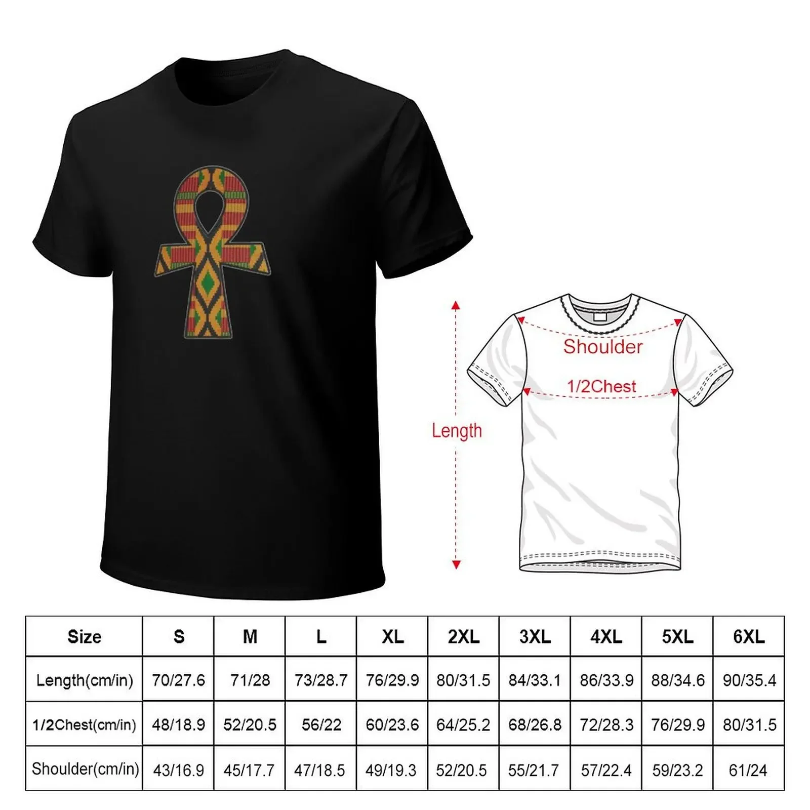 Kente Ankh Design T-Shirt мужская футболка таможенная большого размера футболки для мужчин