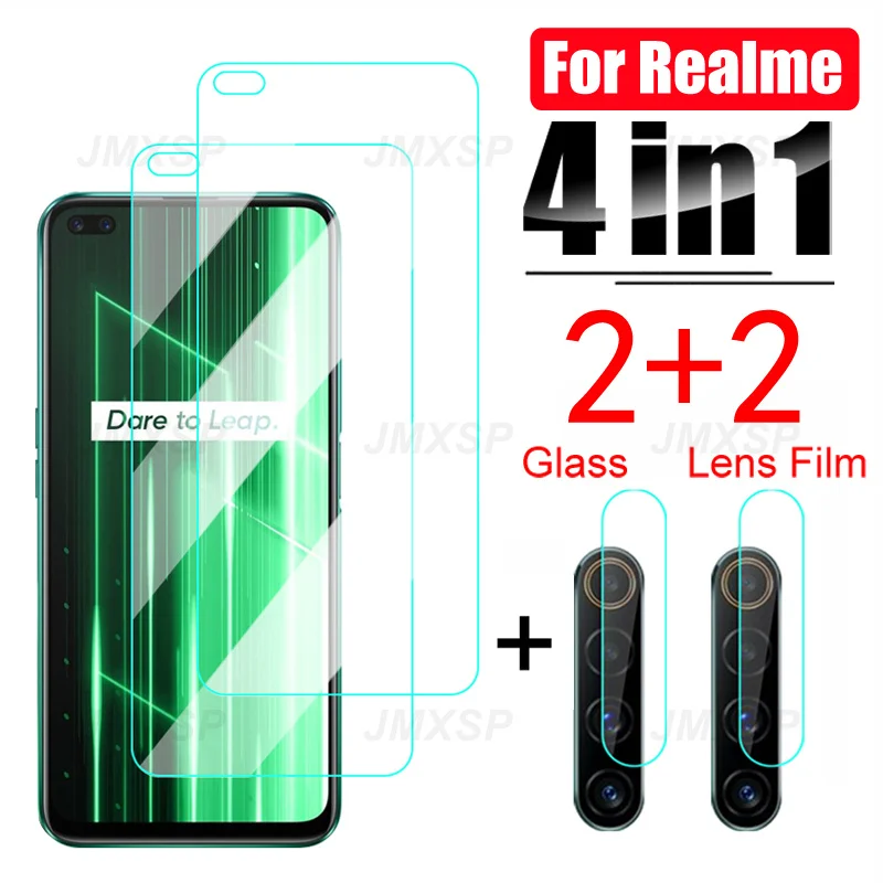 

4 в 1 закаленное стекло для Realme X50 X7 X2 Pro X XT, Защитное стекло для Realme GT Neo 2 Master Narzo 30 30A 50A 50i, пленка для объектива
