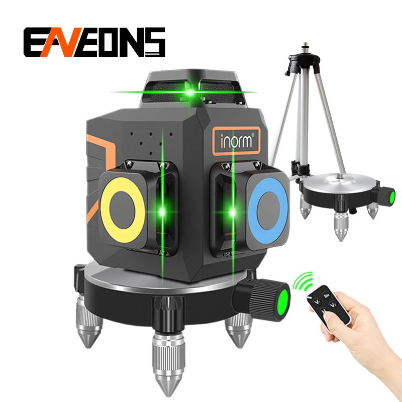 

8/12 Lines Laser Level Self-Leveling Powerful Green Laser Leveling Tool Horizontal Vertical Cross Lines Rechargeable With Tripod