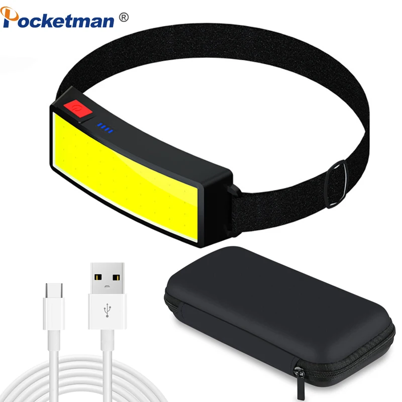 

High Lumens Wide Beam COB LED Headlamp USB Rechargeable Headlight Waterproof Head Lamp for Camping Hiking Cycling Hunting