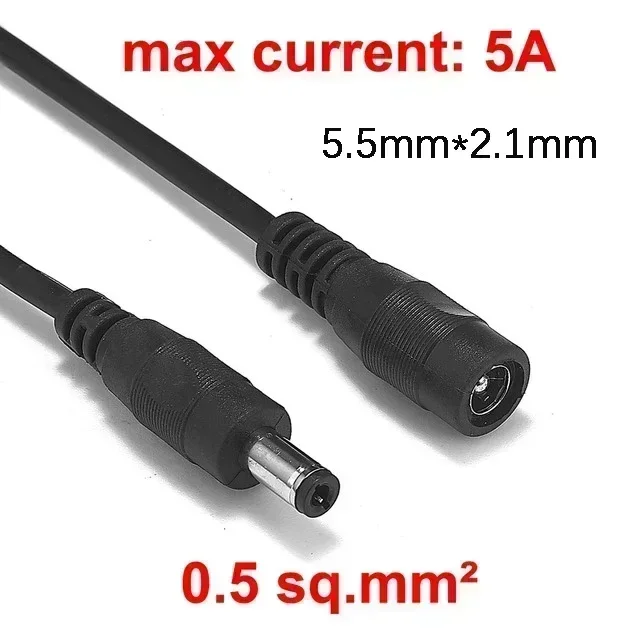 

5,5*2,1 мм черный удлинительный кабель питания постоянного тока 5,5*2,5 мм между мужчинами и женщинами, соединительные провода, удлинители питания для маршрутизатора видеонаблюдения
