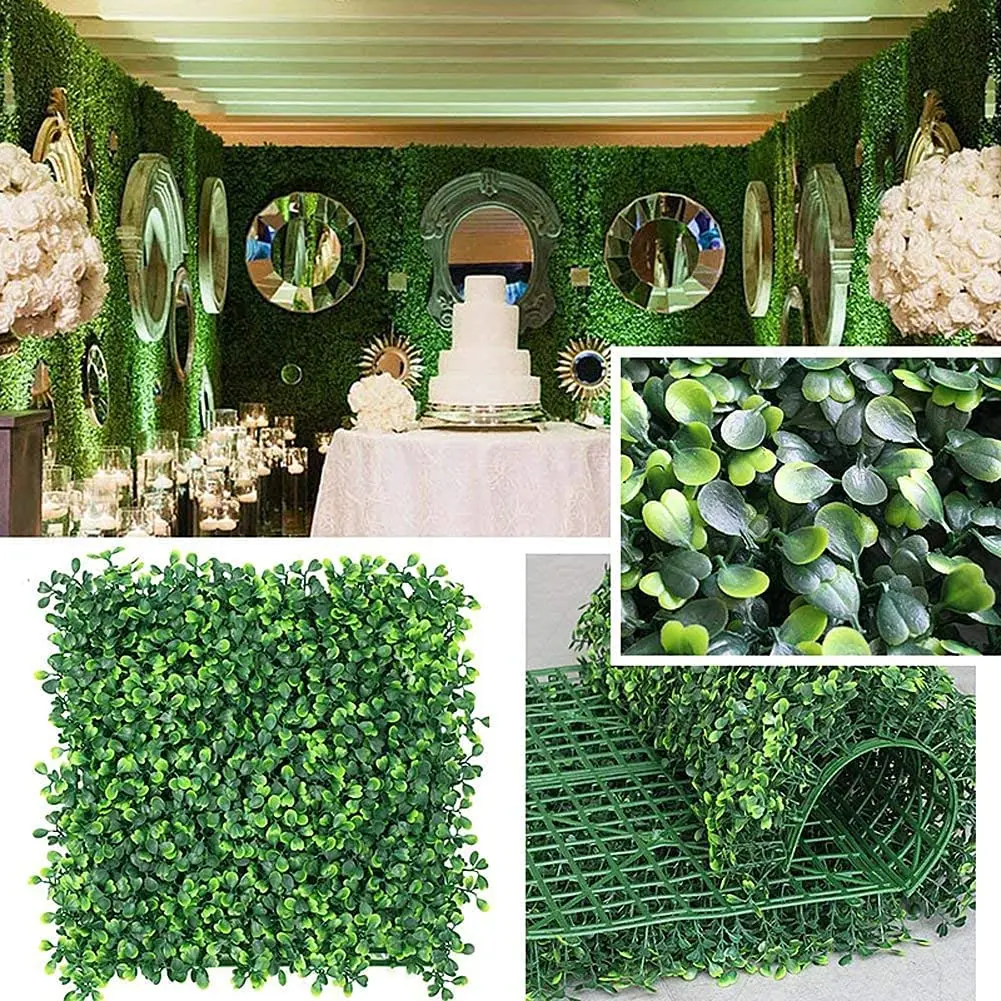 

Artificial Plants Grass Wall Backdrop Flowers Wedding Boxwood Hedge Panels for Indoor/Outdoor Garden Wall Decor Fence Greenery